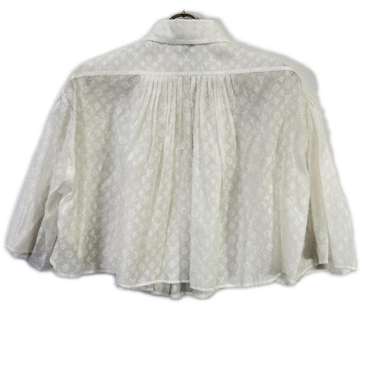 LOUIS VUITTON 24 RW242WW UM7 FRBL32 White Monogram Embroidered Ruffle Blouse Top