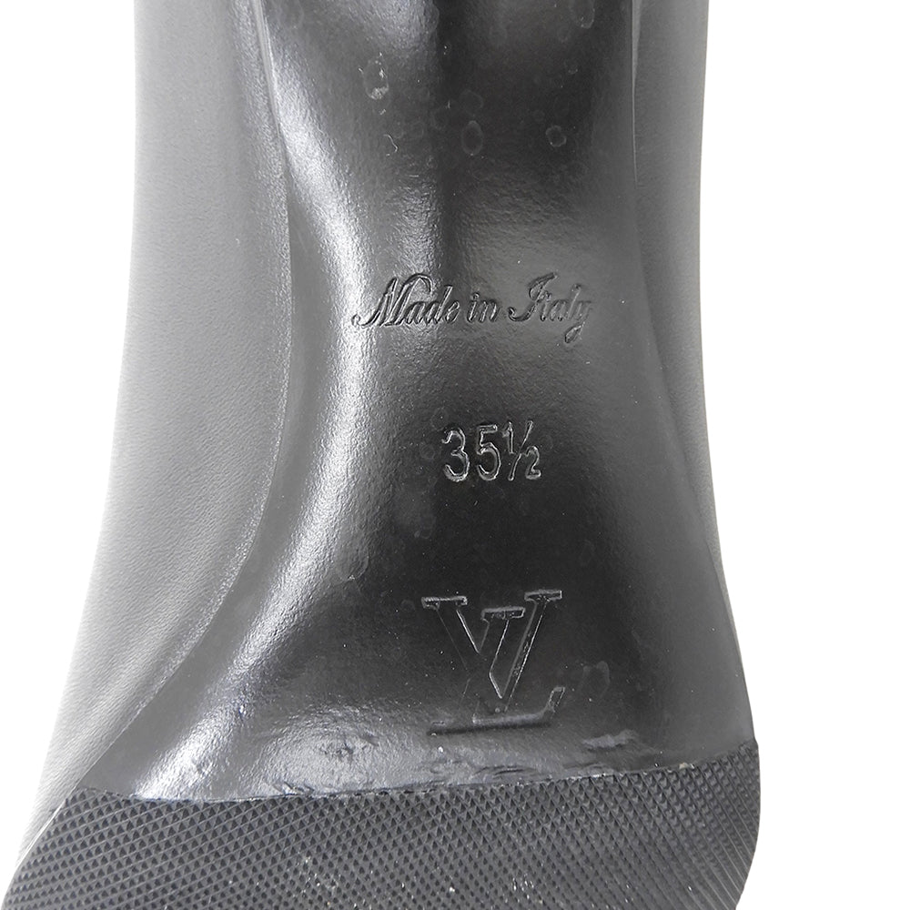 LOUIS VUITTON ルイヴィトン 美品 ロータリーライン ゴールドLV金具 スクエアトゥ ヒール パンプス シューズ レディース ブラック 35 1/2 シューズ