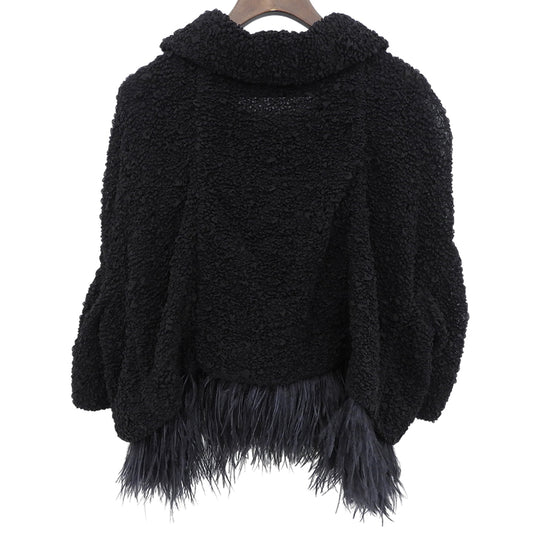 ALESSANDRO DELL'ACQUA アレッサンドロデラクア フェザー シルクジャケット レディース 黒 ブラック 38 ジャケット