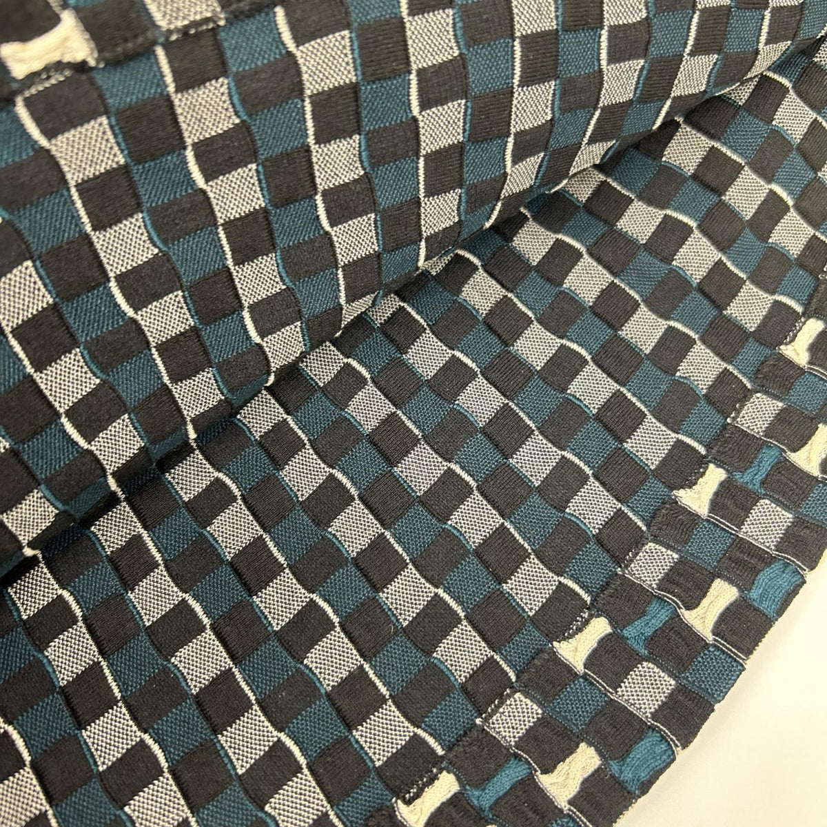 LOUIS VUITTON ルイヴィトン RW141W ブルー×ブラック×グレー ダミエ シルク ニットワンピース ワンピース