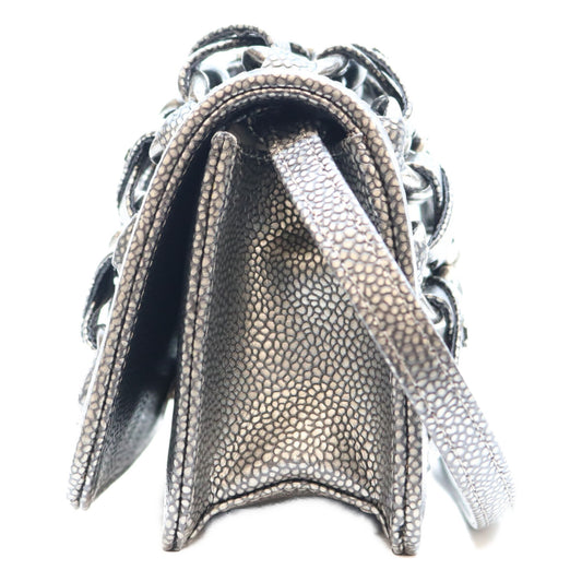 CHANEL シャネル 17番 A67690 メタリックグレー キャビア SV金具 インターレース チェーン ショルダーバッグ ショルダーバッグ