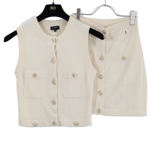 CHANEL シャネル 【国内正規】P72778K10442 ココマークボタン カシミヤ100% ノースリーブ ワンピース