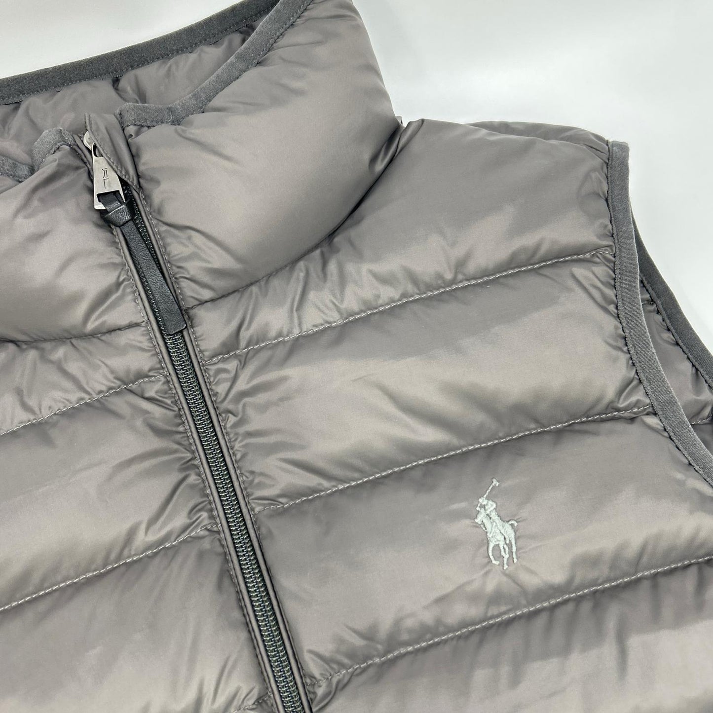 POLO RALPH LAUREN 马球拉夫劳伦 灰色皮革抽绳羽绒马甲 背心