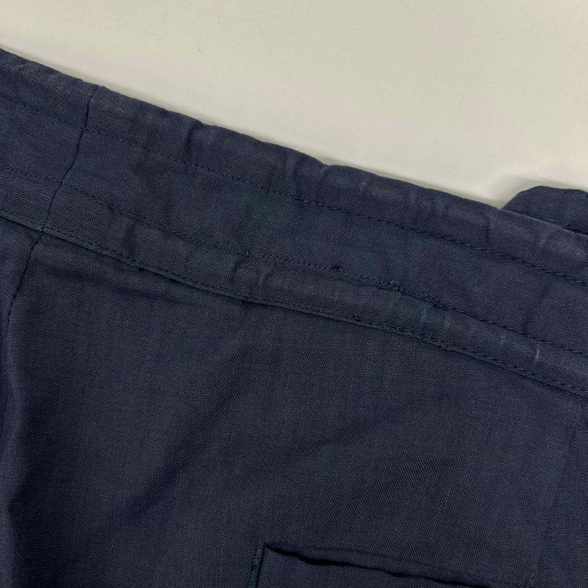 HERMES エルメス ブルー リネン混 レザー/セリエ ショーツ ボトムス