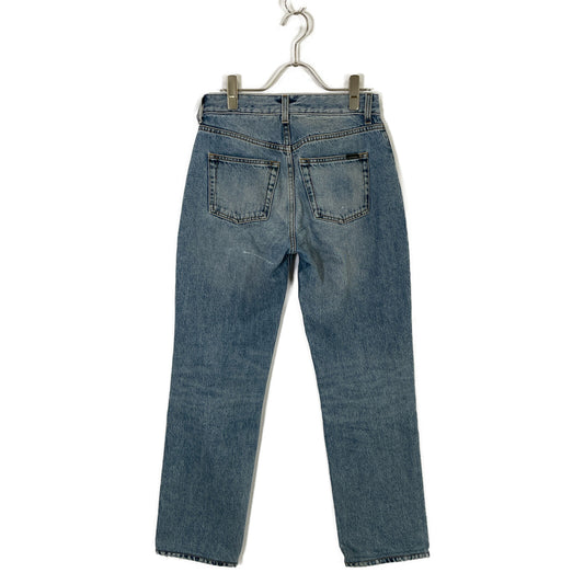 SAINT LAURENT PARIS サンローランパリ 23年製 758262 Y372Y ライトブルー コットン YSLロゴチャーム デニムパンツ ボトムス
