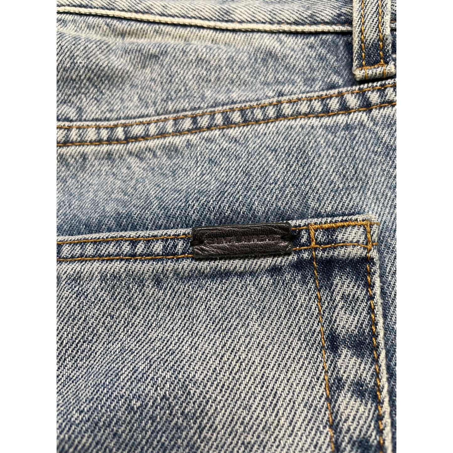 SAINT LAURENT PARIS 圣罗兰巴黎 23年款 758262 Y372Y 浅蓝色 棉 YSL标志吊饰 牛仔裤 下装