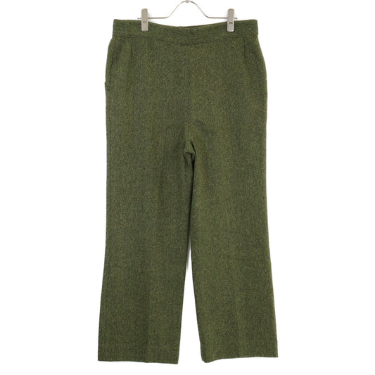 VALENTINO Green Wool Herringbone Wide Trousers Bottoms 44 Men's