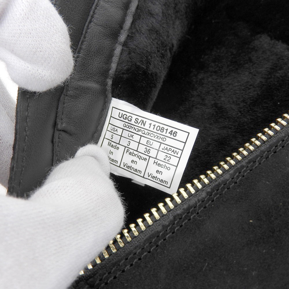 UGG アグ 美品 クラシックショートBLVD スエード ムートンブーツ レディース ブラック 22cm 1108146 シューズ
