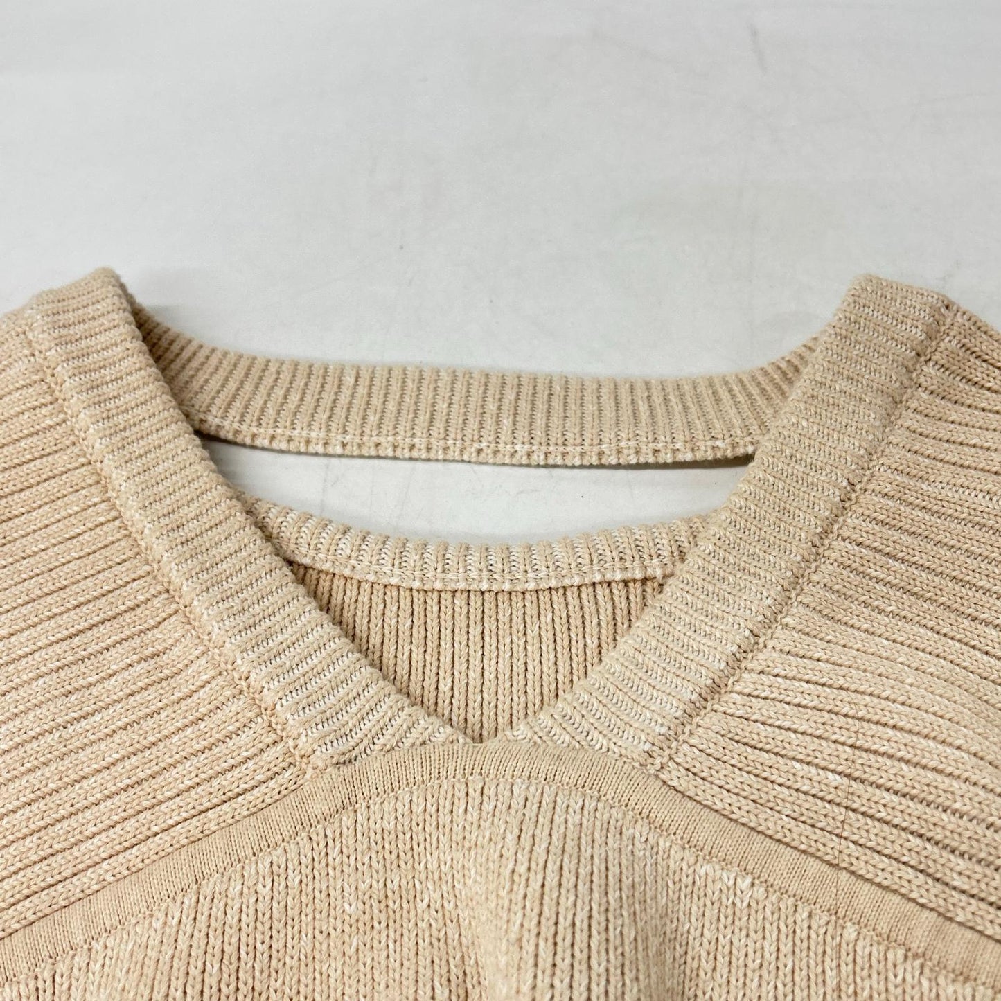 CLANE クラネ 14106-2112 23SS ベージュ ダブルフェイスカットネックワイドニット トップス