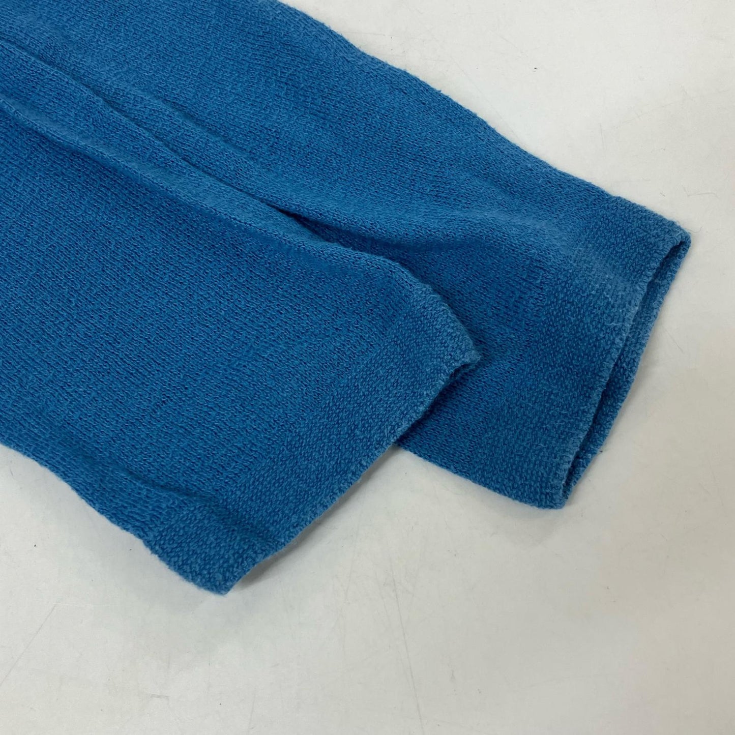 45R Blue Cotton Mock Neck Long Sleeve Knit Top