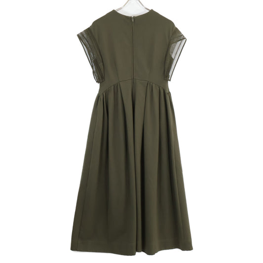 ELENDEEK Elendeek 512330322201-01 Khaki Rayon x Nylon Lace Sleeve Dress Dress 1 Women's