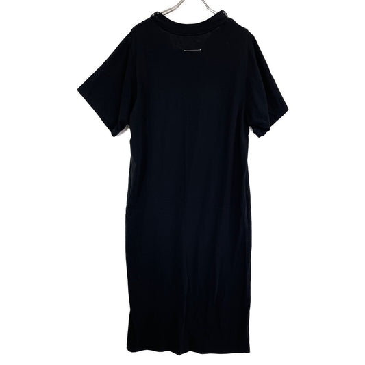 MM6 Maison Margiela S62CT0128 Black Cotton Lace Combination Short-Sleeve Dress 6 Ladies