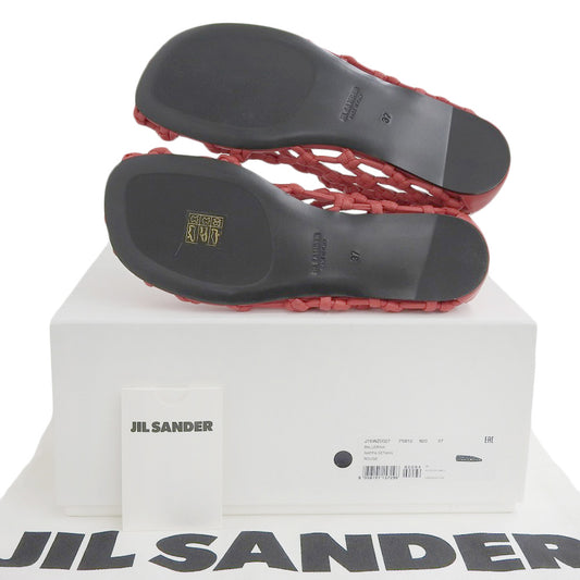 JIL SANDER Jill Sander As-new Nappa leather Decollete Ballerina Hand-knotted Flat Shoes Rouge/Red 37 J15WZ0027 25SS Shoes 37 Women's