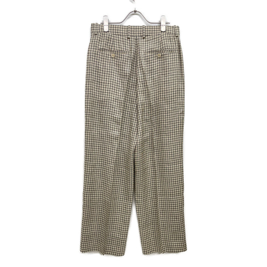 Theory 25SS 01-5106411 Cream Linen x Rayon Linear Check Straight Trousers Bottoms 6 Women's