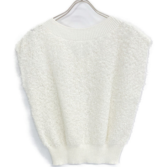 ANAYI 25 White GIMA Feather V-neck Pullover Top