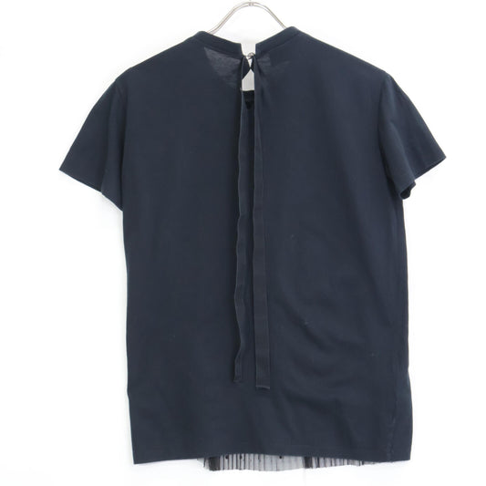 PRADA プラダ 35847R S161 ネイビー×ブラック シアープリーツ 切替ショートスリーブカットソー トップス