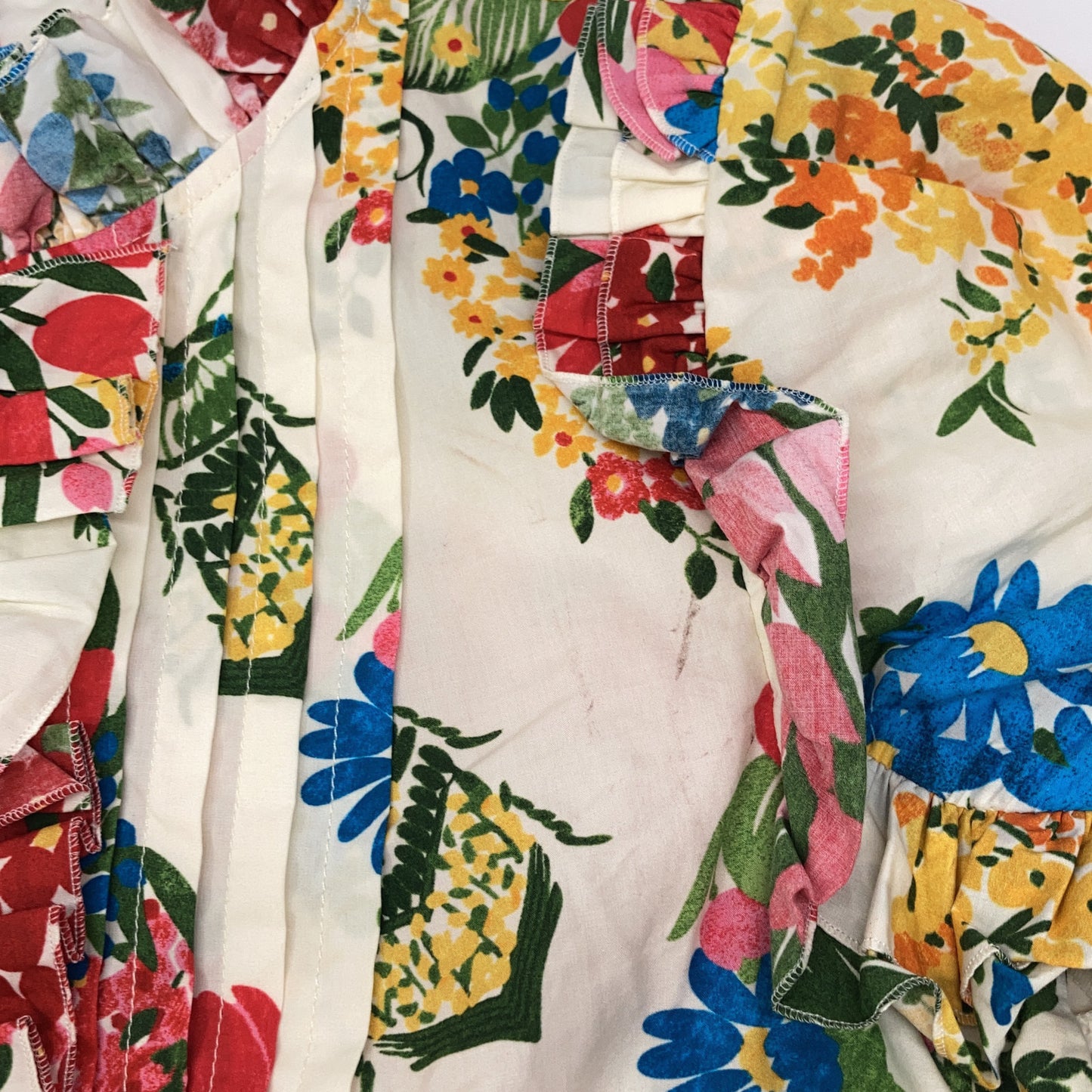 GUCCI 453982 2016 Ivory Floral Print Pearl Button Shirt Dress