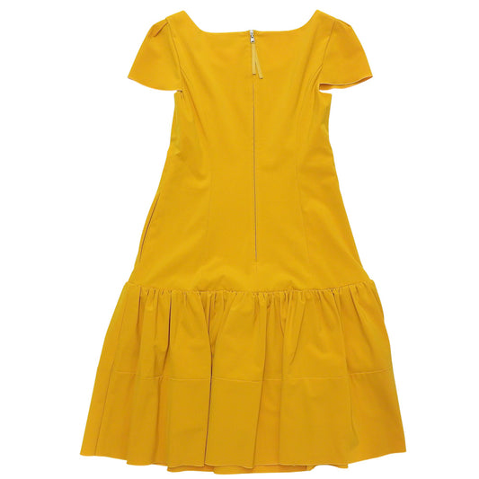 FOXEY NEW YORK フォクシーニューヨーク 美品 ポリエステル フリルデザイン ノースリーブ ワンピース イエロー 38 38336-NSOFN115L ワンピース
