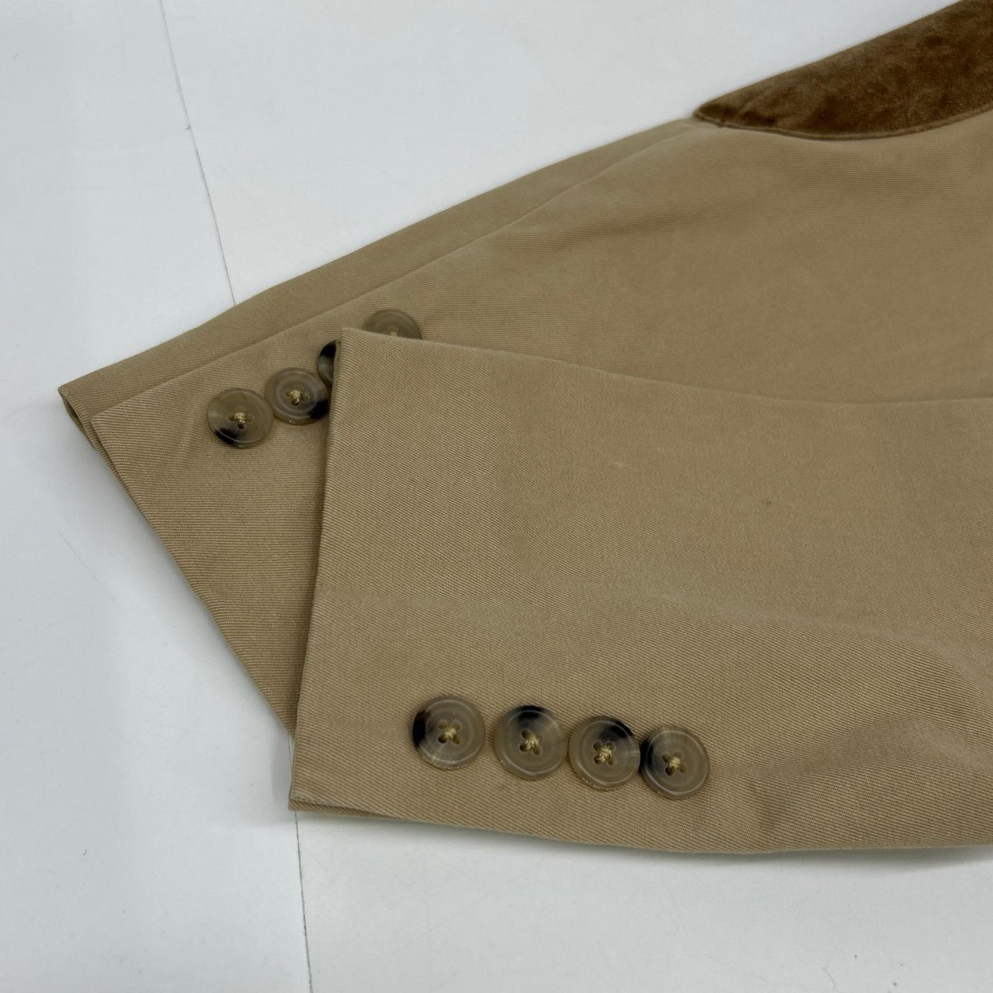 Ralph Lauren Beige Herringbone Suede Arm Patch Jacket 9
