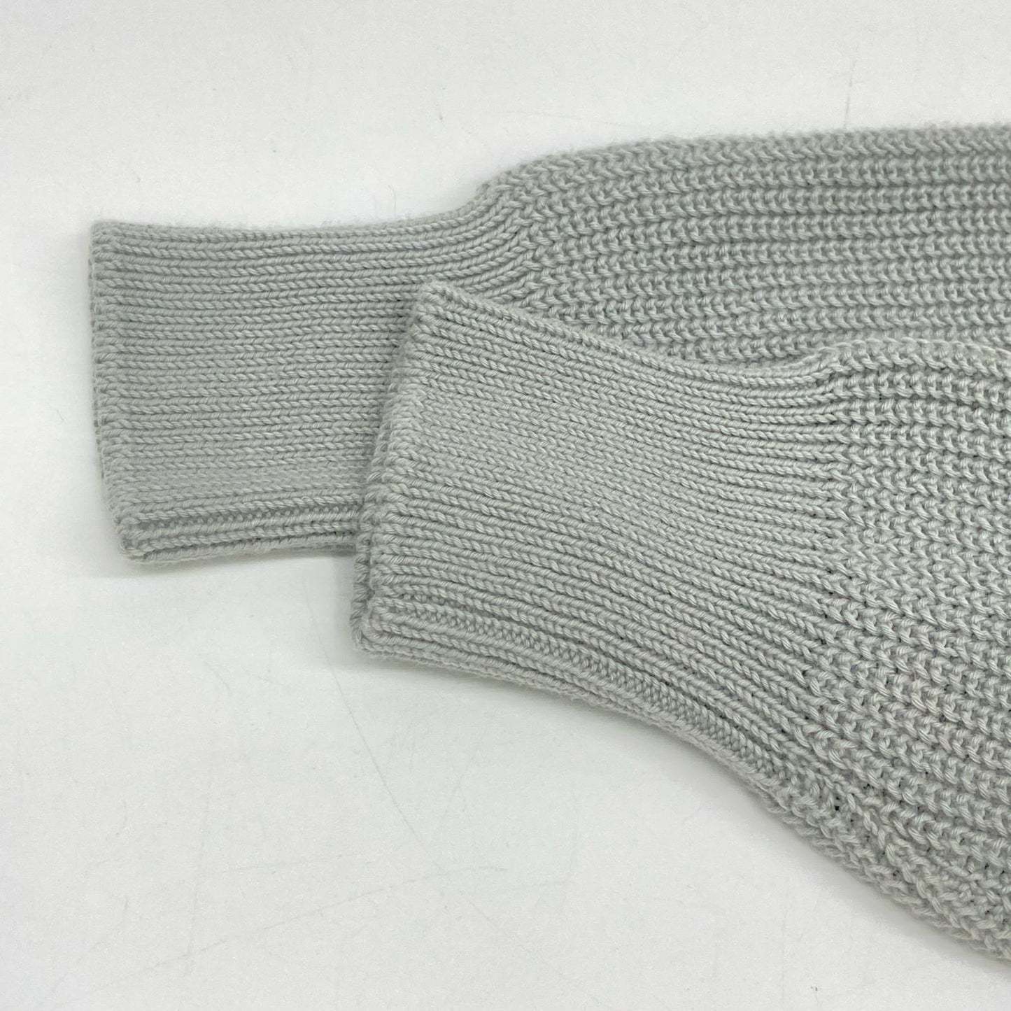 Grey Cotton Crew Neck Long Sleeve Ribbed Knit Pullover Top Men's