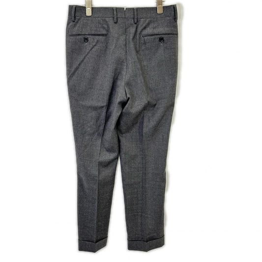 REDA Fabric Gray Wool Saxony 1-Pleat Slacks Bottoms 42 Men's