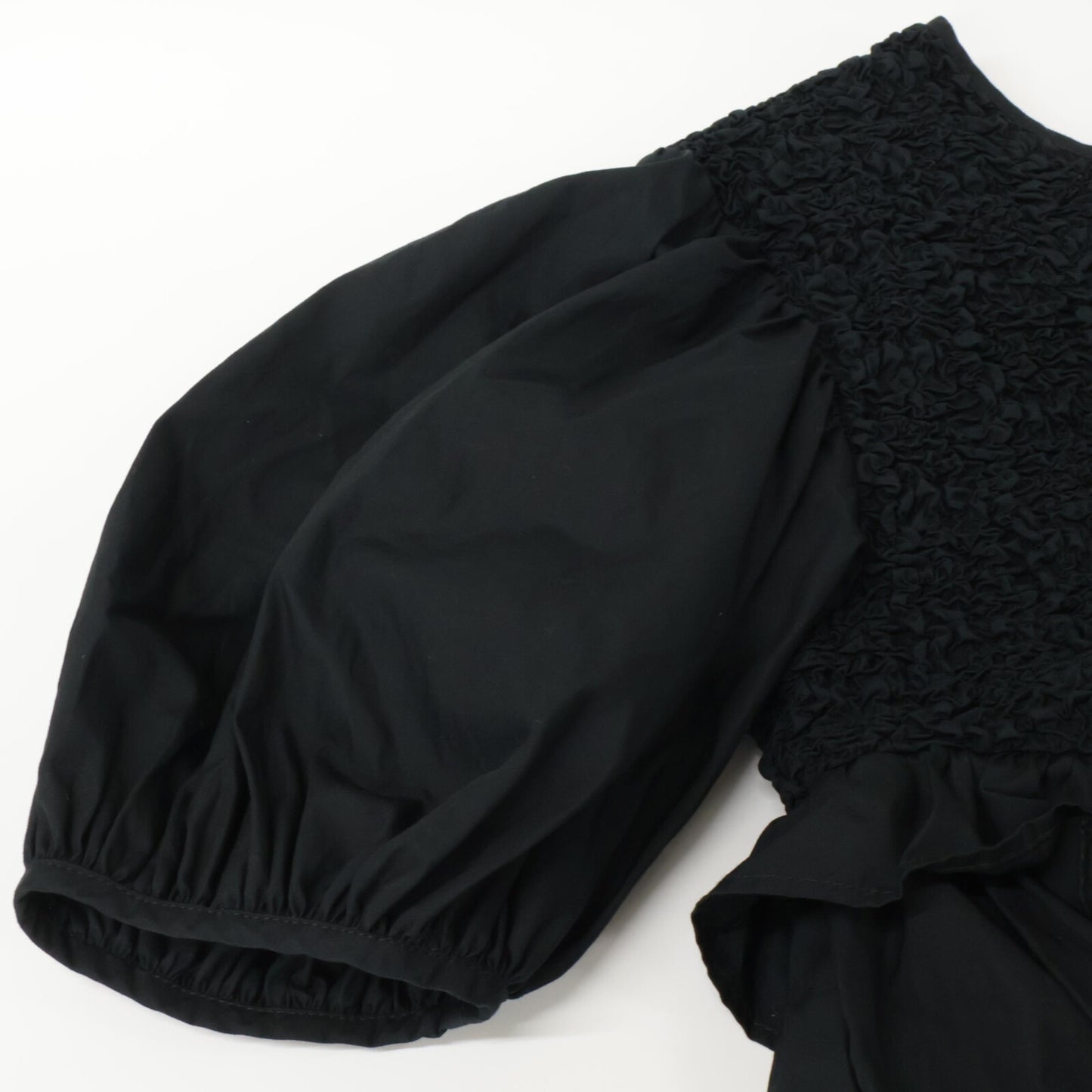 Cecilie Bahnsen Black Carlotta Ruffled Cotton-Blend Poplin Top