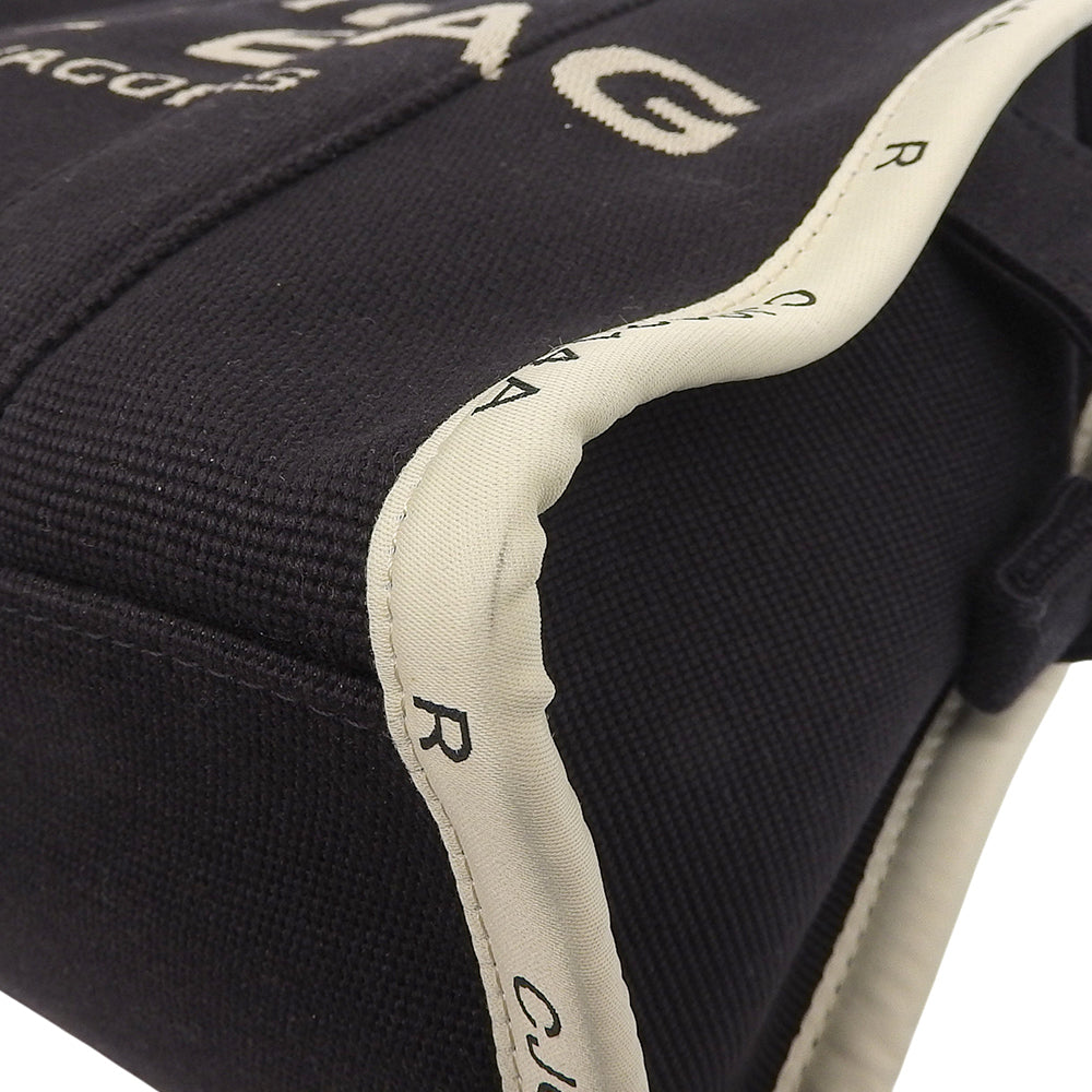 MARC JACOBS マーク ジェイコブス 美品 コットンキャンバス フロントロゴ ザ ジャカード トートバッグ ミディアム レディース 黒 M0017027 トートバッグ