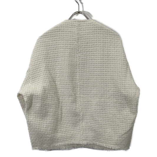 MaCO マコ SHIN-019 Ivory Wool-Blend Glitter-Finish Collarless Padded Jacket Jacket
