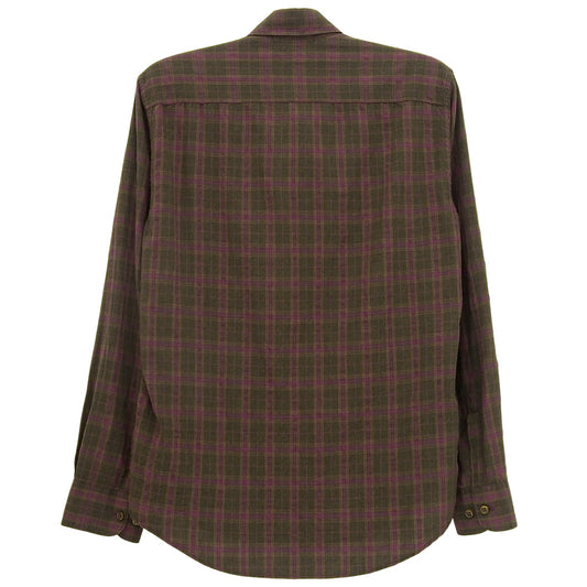 Checkered Long Sleeve Shirt Top Men's Purple x Brown 3 Top 36 Men's