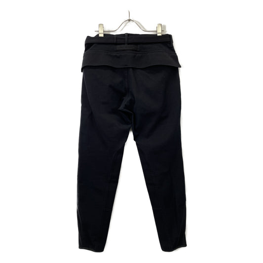 Men's Black Contrast Coaster Buckle Belt Straight Pants Bottoms 44