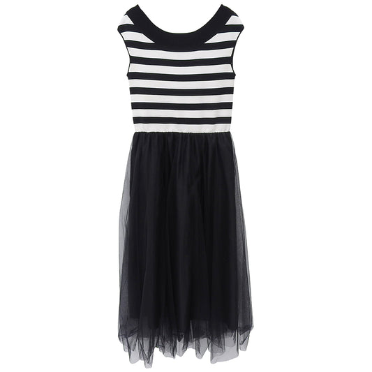 Excellent condition Rayon blend Tulle docking Border ballerina dress for women Black x White 2 21232014080 Dress 2 Women's