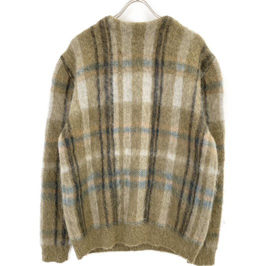 CELINE セリーヌ 20AW 2A32J204L カーキ ブラッシュドモヘア チェック カーディガン トップス