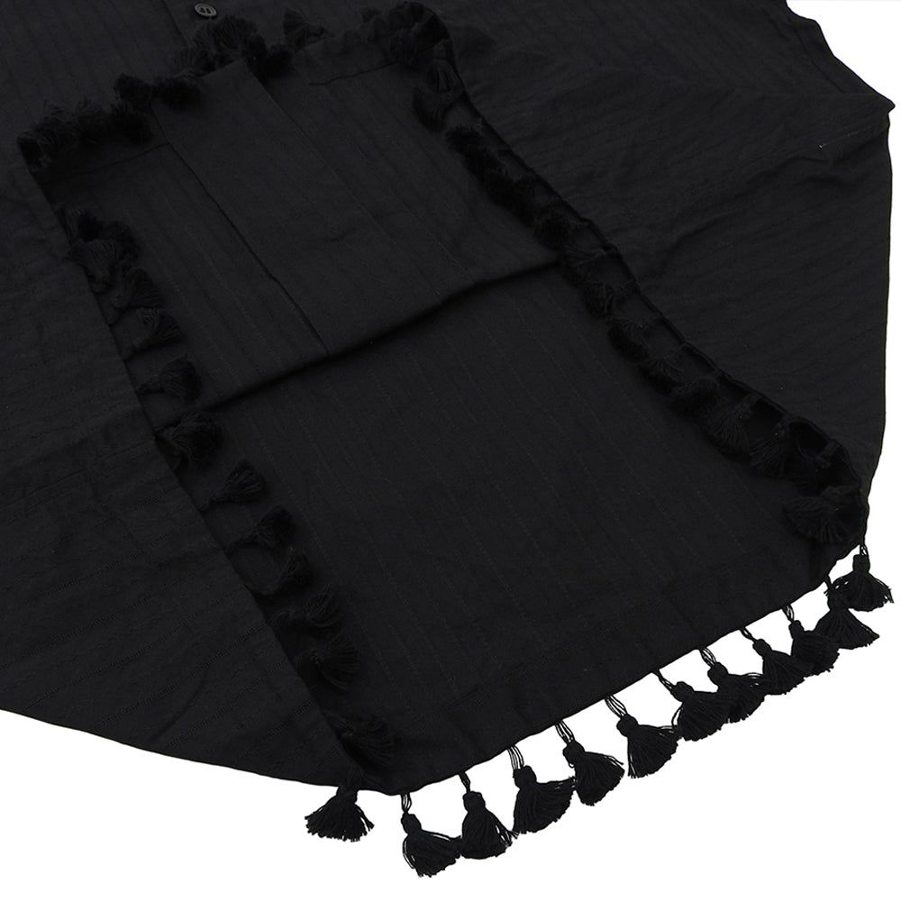 UNUSED アンユーズド 美品 コットン Short sleeve fringe shirt トップス メンズ ブラック 3 LS2421 トップス 3