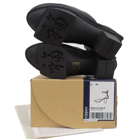 trippen Balance Ankle Strap Leather Shoes for Women Black 39