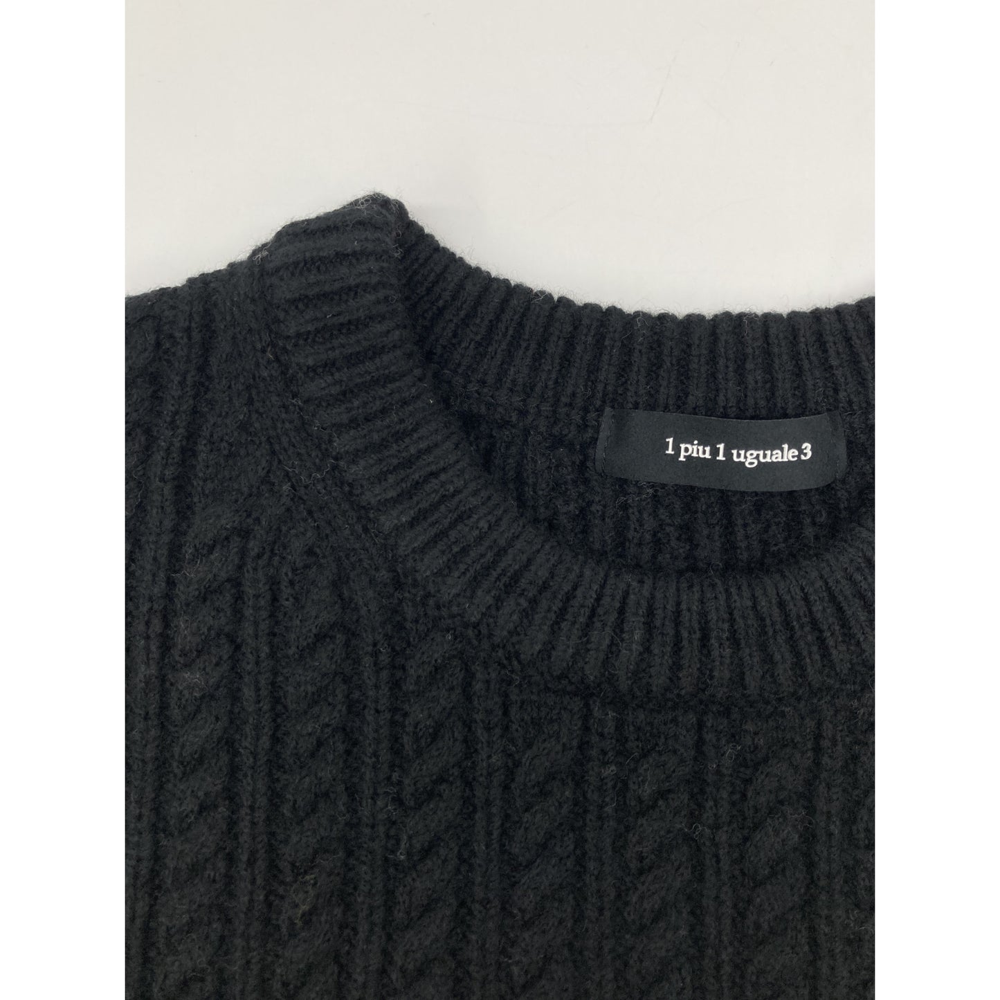 1piu1uguale3 ウノピゥウノウグァーレトレ MRK278 ブラック×グレー CRAZY CABLE CREW ケーブルクルーネックニット トップス 3