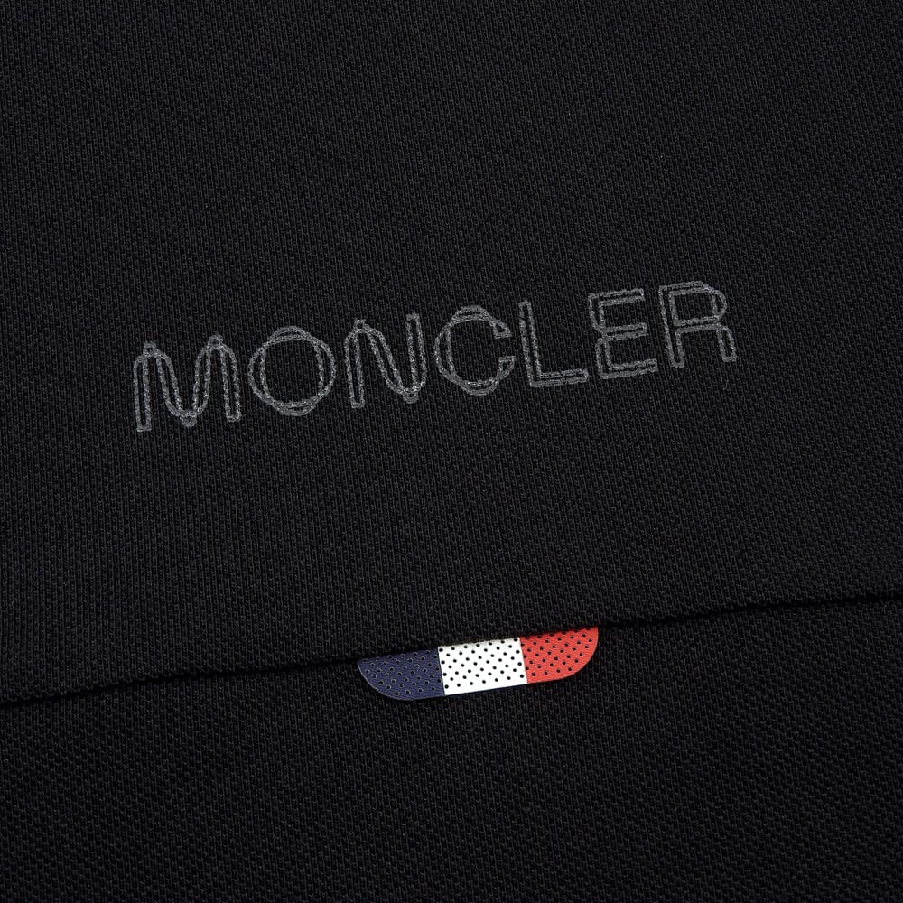 MONCLER モンクレール 美品 SS POLO コットン ラバーロゴ半袖ポロシャツ トップス メンズ 黒 ブラック L 23年製 トップス L