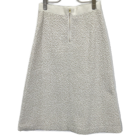 10231711340 White Nylon Blend Lame Tweed Knit Flared Skirt Skirt 38 Women's