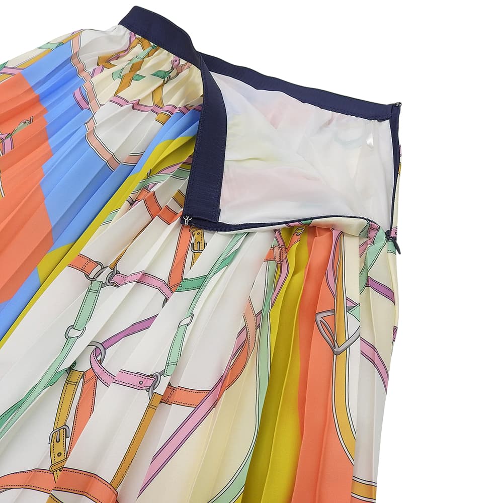 ANAYI アナイ 美品 ポリエステル スカーフプリント プリーツロングスカート レディース マルチカラー 38 10231711440 スカート 38