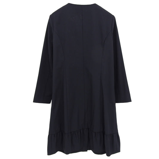 Excellent condition Polyester Floral Button Ribbon Design Shirt Dress Women's Navy 3 45728010 Dress 34 Women's