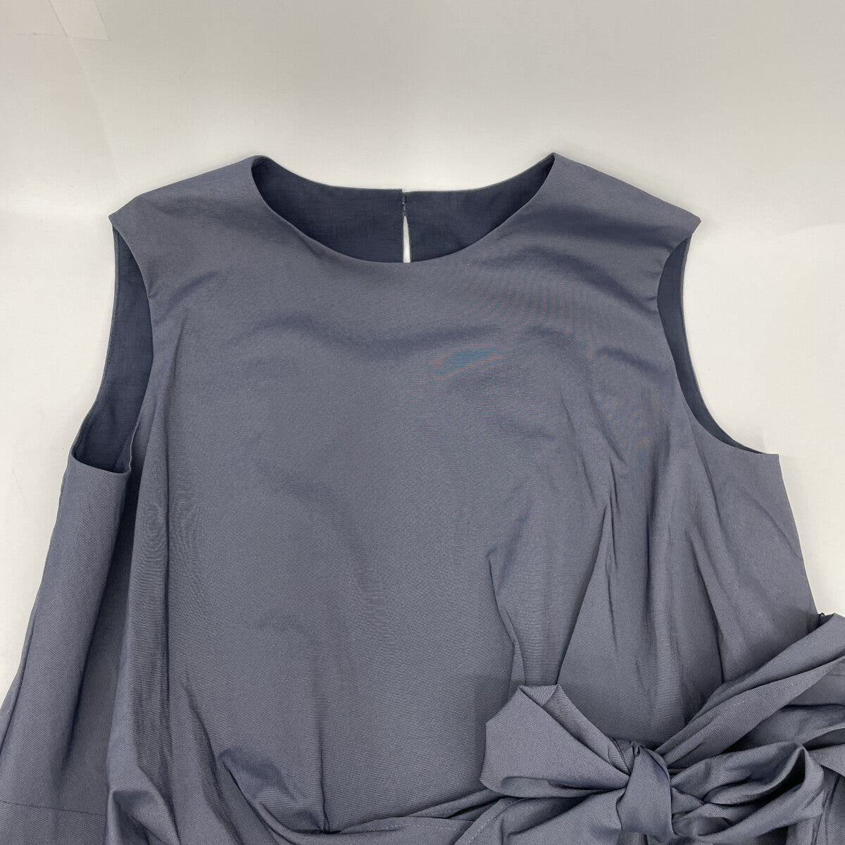 ANAYI Anayi 2025 Model Navy Stretch Nylon Front Twist Dress Dress