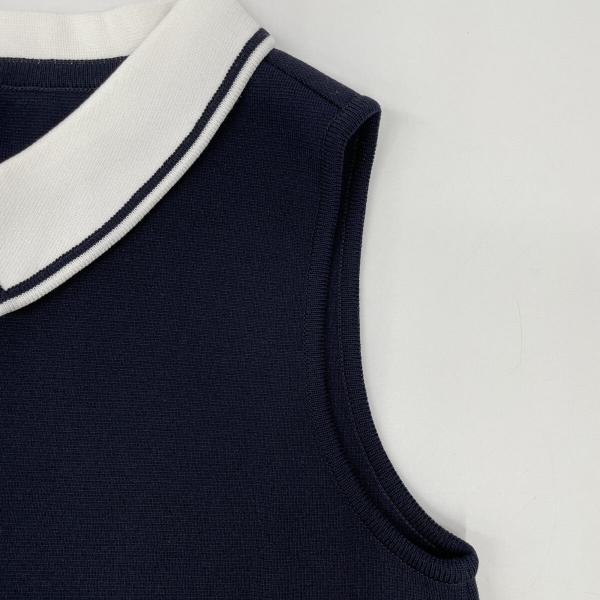 FOXEY フォクシー ネイビー×ホワイト ノースリーブワンピース ワンピース 38