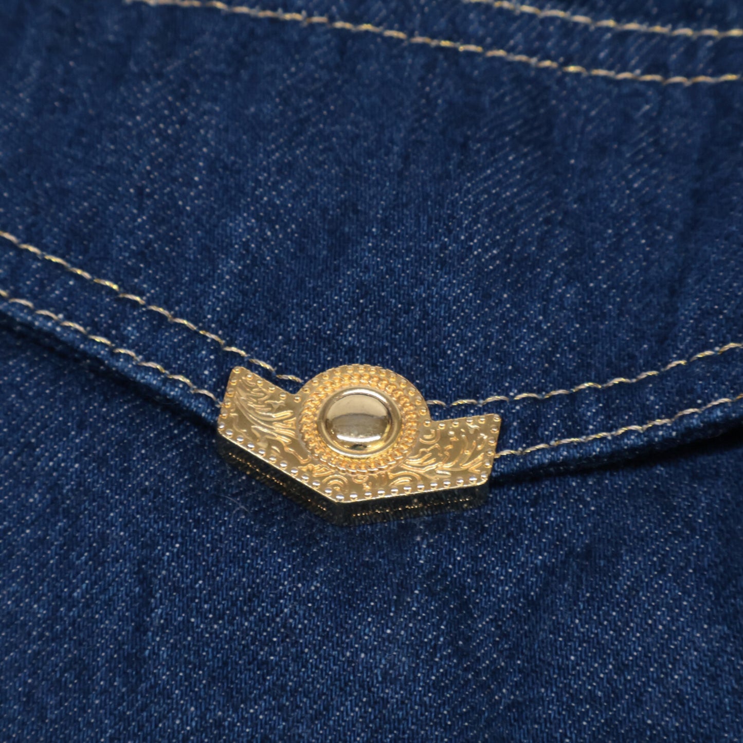 Versace Jeans ヴェルサーチジーンズ 71HAL56I インディゴ 金ボタンショートスリーブデニムシャツ ジャケット