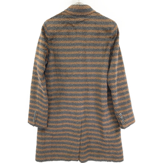 Max Mara マックスマーラ ブラウン×ブラック アルパカウール ボーダージャギーコート コート