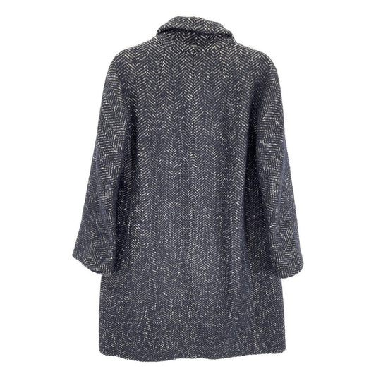 S MaxMara エスマックスマーラ ネイビー ウールアルパカ ヘリンボーンチェスターコート コート