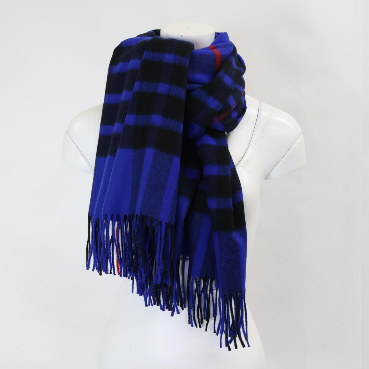 【Excellent condition/Japan-exclusive color】Cashmere Check Fringe Scarf for Women