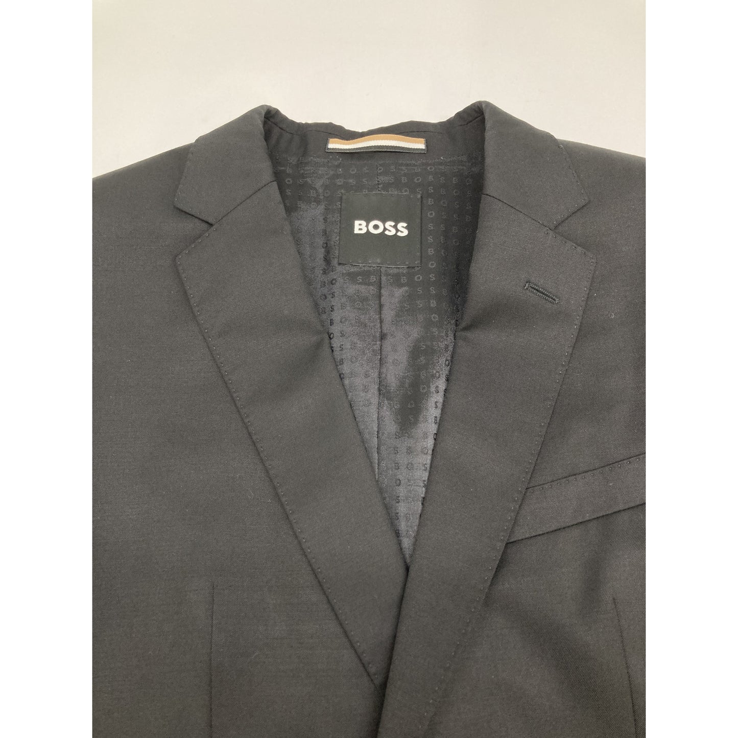 BOSS ボス ブラック バージンウールサージ スリムフィット スーツジャケット・パンツセットアップ スーツ セットアップ 50