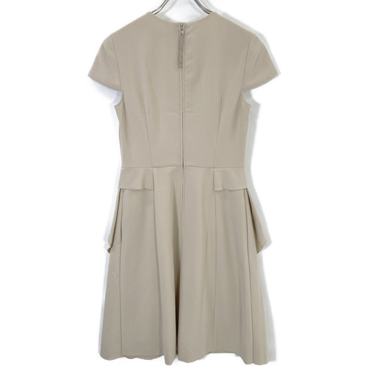 FOXEY NEW YORK Beige Back Zip French Sleeve Dress