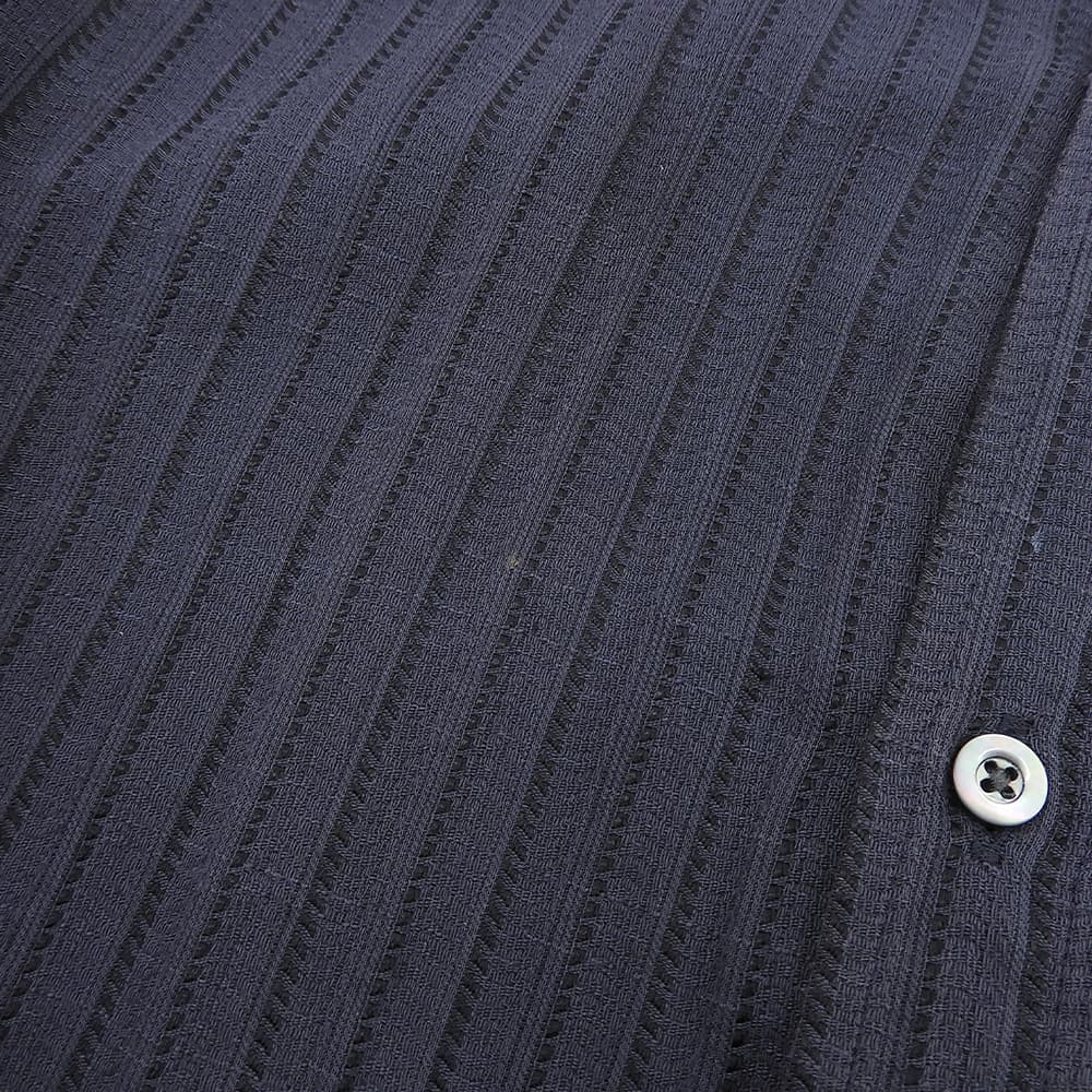 HEUGN ユーゲン Rob コットン セルロース ジャガード ストライプ バンドカラーシャツ トップス レディース 2 ネイビー トップス 2