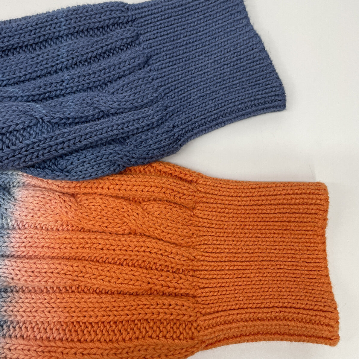 DIESEL ディーゼル オレンジ×ブルー バイカラー グラデーション ケーブルクロップドニット トップス S