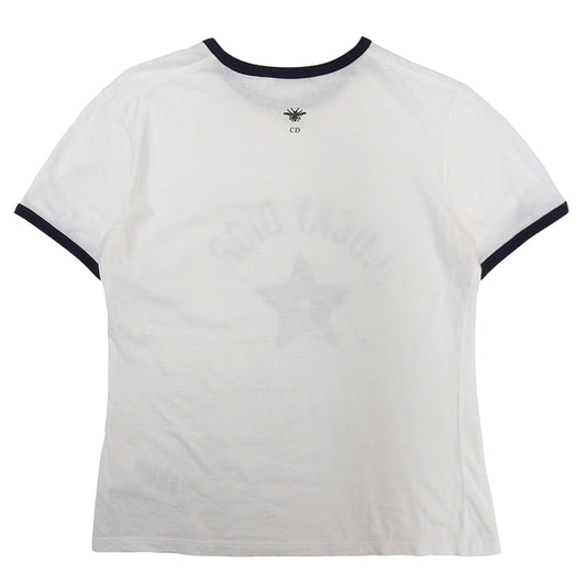 Christian Dior クリスチャンディオール LUCKY DIOR スタープリント リンガー Tシャツ コットン×リネン ホワイト M 253T40A4403 トップス